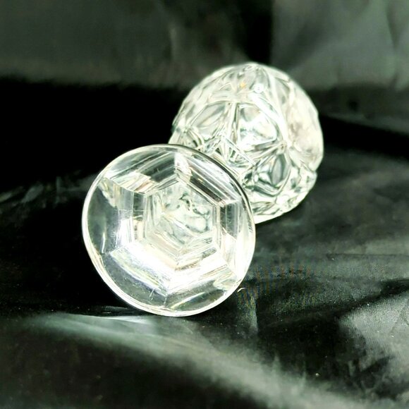 Vintage Cut Crystal Pedestal Salt Pepper Shaker Etched Floral Design Metal Lid - Picture 5 of 5